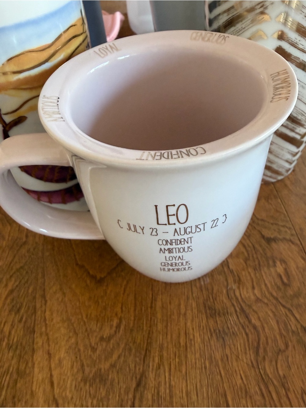 Leo Zodiac Ceramic Mug - Pink and White